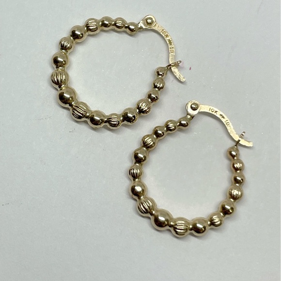 10k Yellow Gold Beaded Earring Size 18 x 16 mm - Picture 2 of 5
